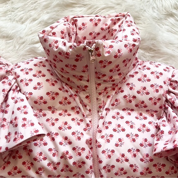 New! HILL HOUSE The Violet Floral Ruffle Sleeve Puffer Jacket - Picture 7 of 15